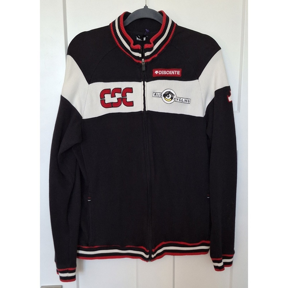 Descente Team CSC RIIS Cycling Denmark Jacket Mens L Full Zip Cotton